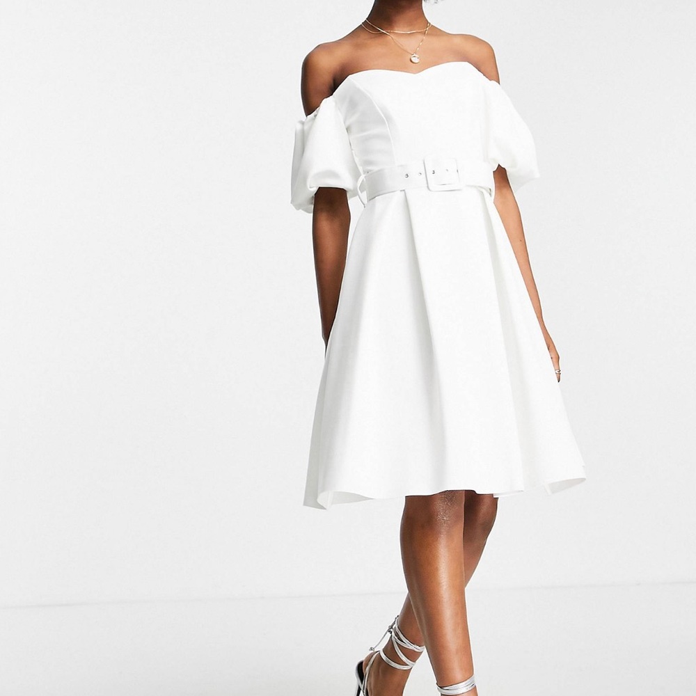 Miss Selfridge Scuba Sweetheart belted midi dress